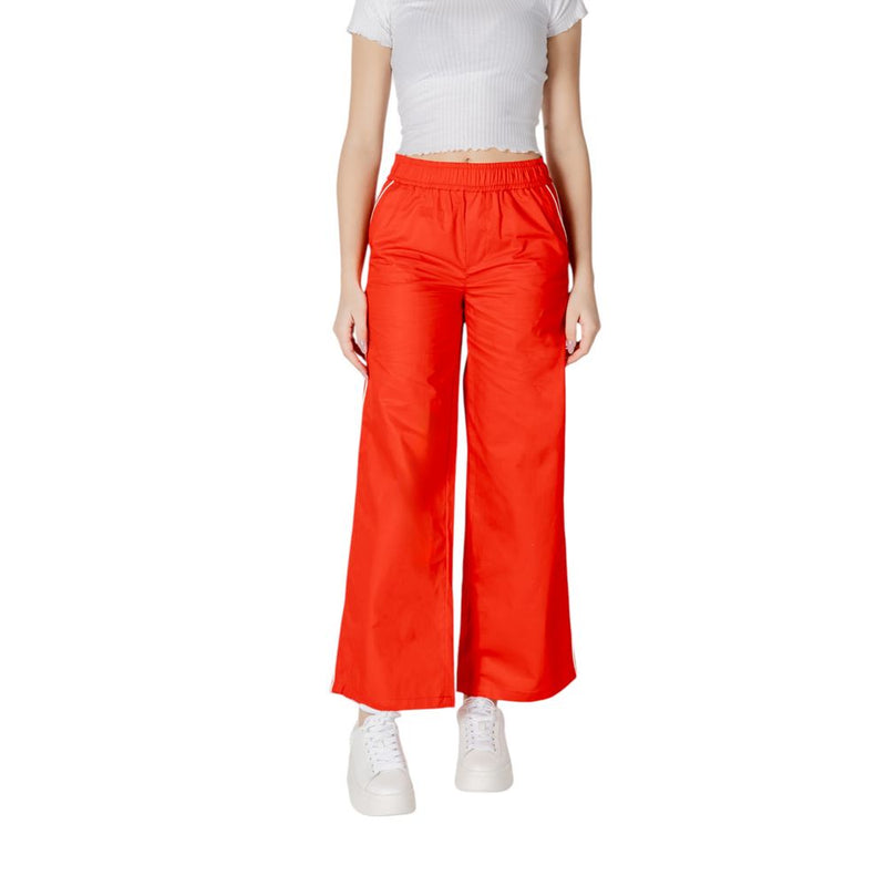 Only Onlzora Mw Pull-Up Piping Pant - Red Cotton Palazzo Pants