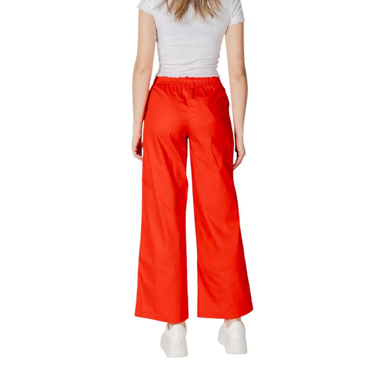 Only Onlzora Mw Pull-Up Piping Pant - Red Cotton Palazzo Pants