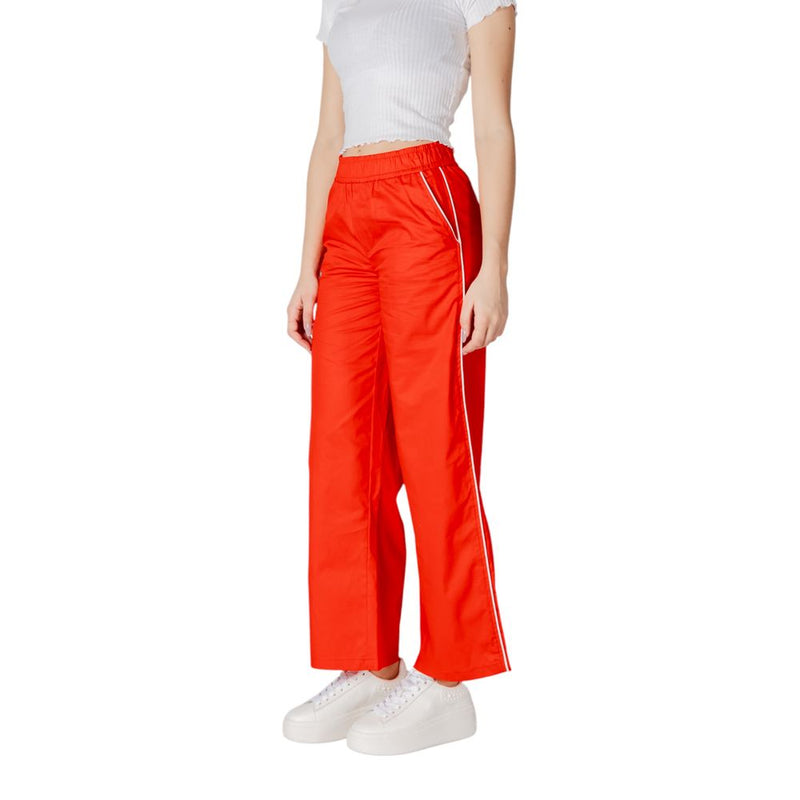 Only Onlzora Mw Pull-Up Piping Pant - Red Cotton Palazzo Pants