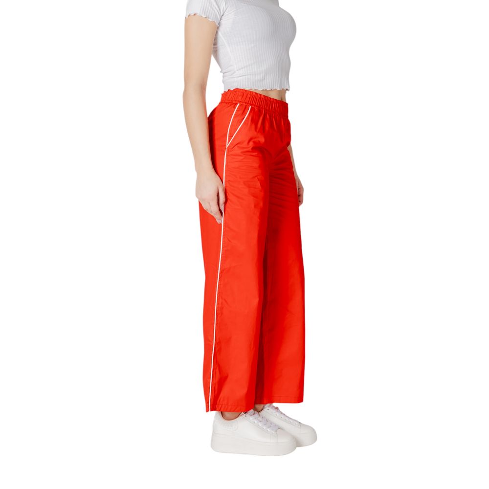 Only Onlzora Mw Pull-Up Piping Pant - Red Cotton Palazzo Pants