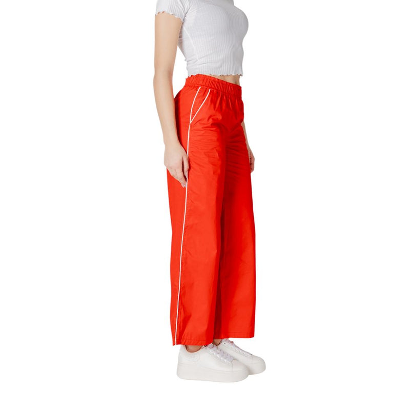 Only Onlzora Mw Pull-Up Piping Pant - Red Cotton Palazzo Pants