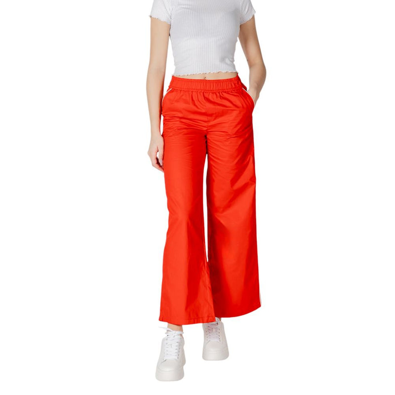 Only Onlzora Mw Pull-Up Piping Pant - Red Cotton Palazzo Pants