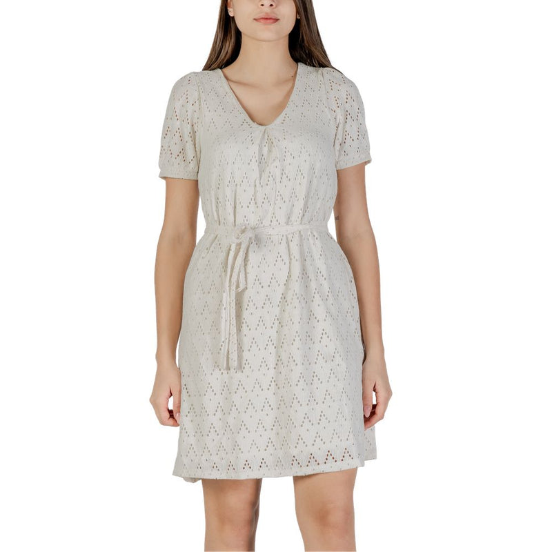 Vila Clothes Viamalina Robe Courte Beige en Polyester Recyclé