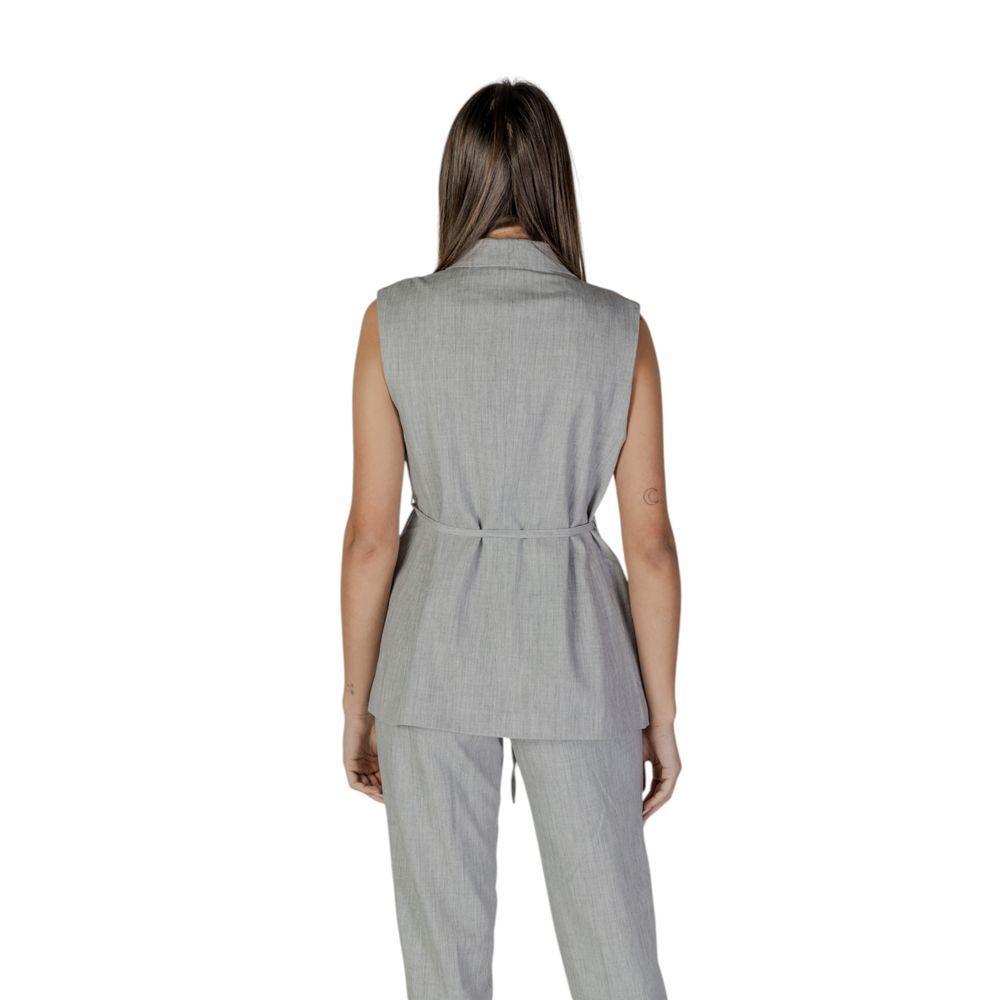 Vila Clothes Visala Gray Recycled Polyester Waistcoat