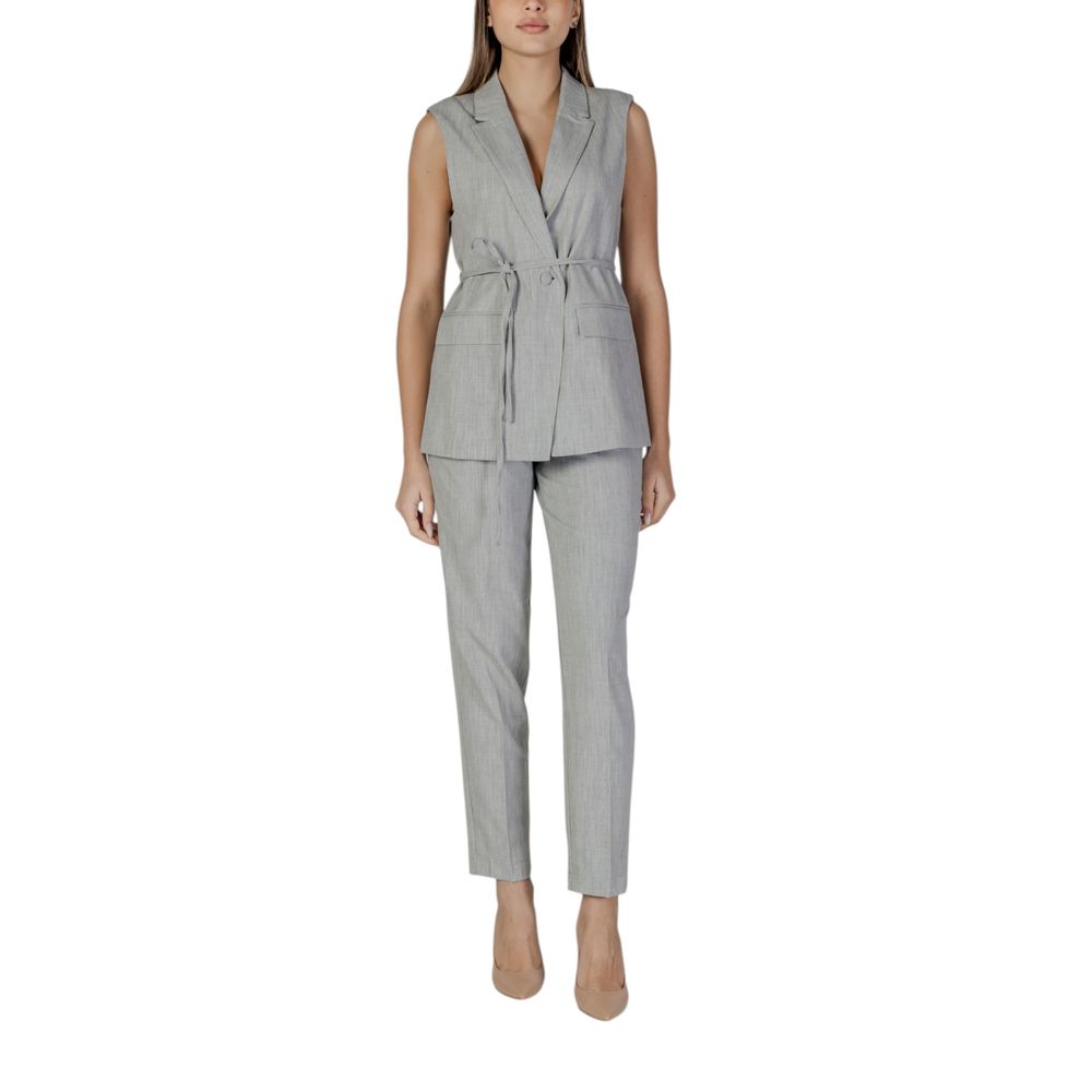 Vila Clothes Visala Gray Recycled Polyester Waistcoat