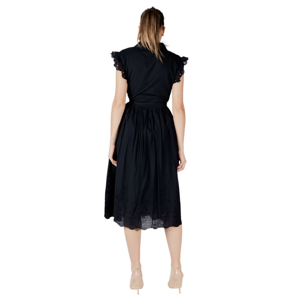 Vila Clothes Vianglassi Robe Midi Noire en Coton pour Femme