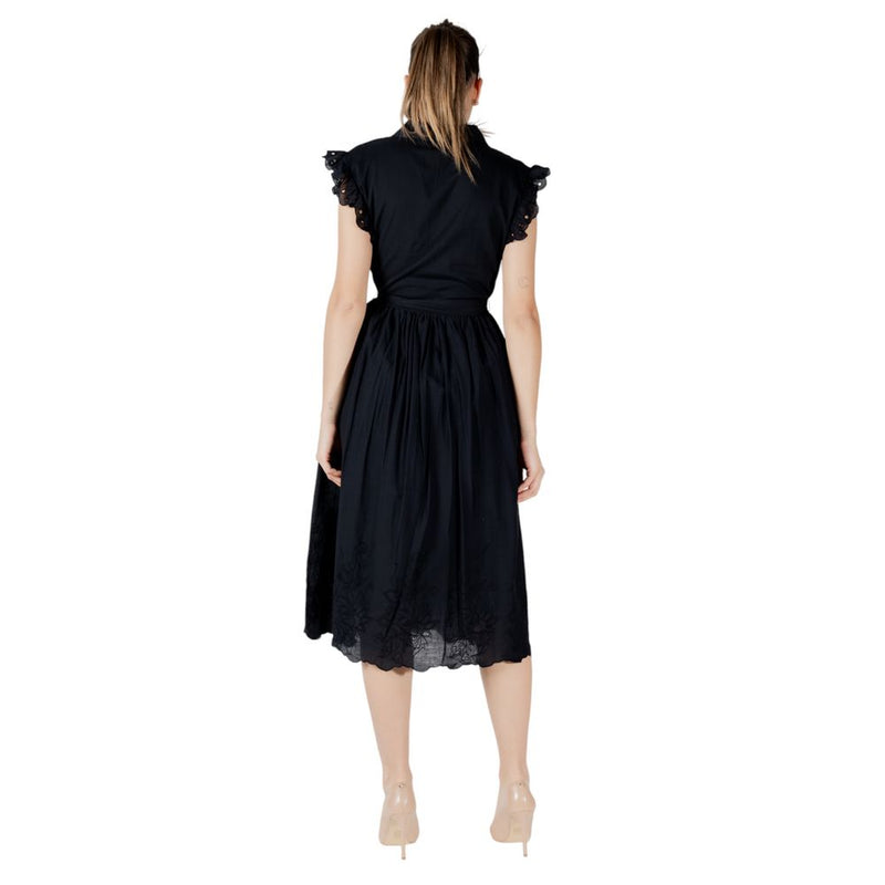 Vila Clothes Vianglassi Black Cotton Midi Dress for Women