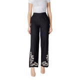 Vila Clothes Vipolene Pantalon Noir Taille Haute en Viscose