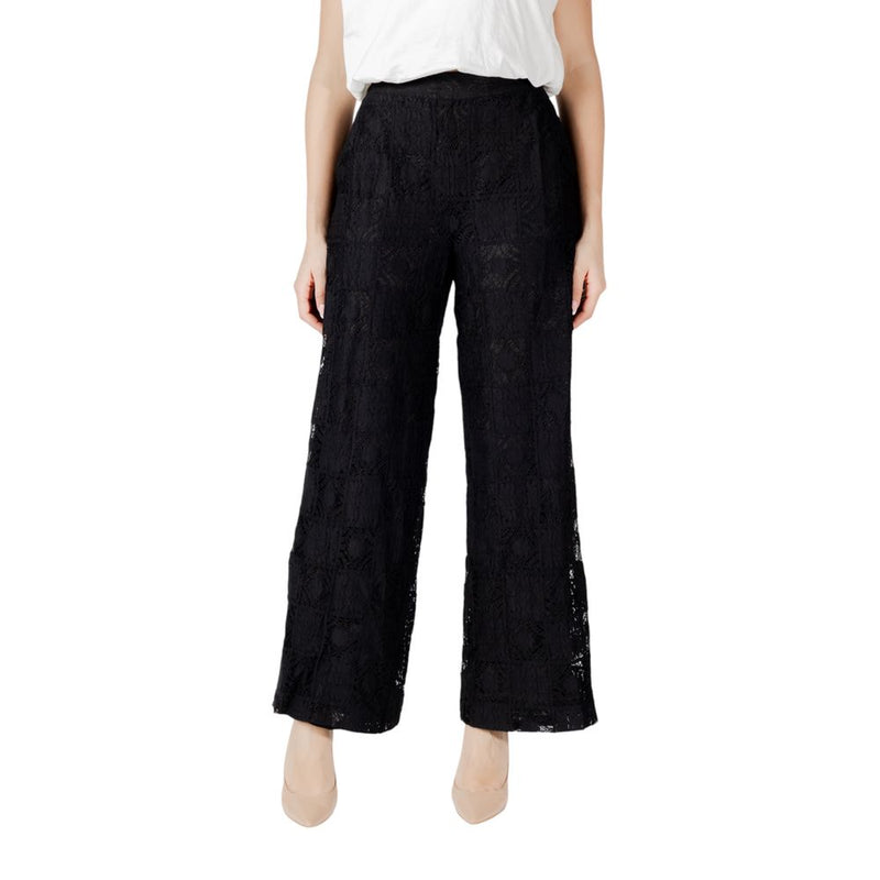 Vila Clothes Viveca Black Cotton Palazzo Pants