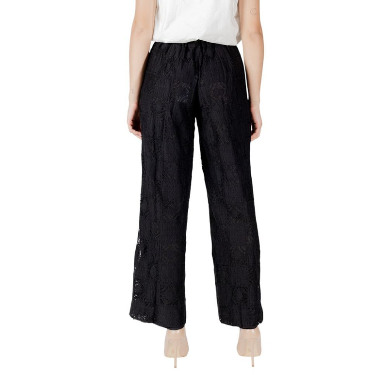 Vila Clothes Viveca Black Cotton Palazzo Pants