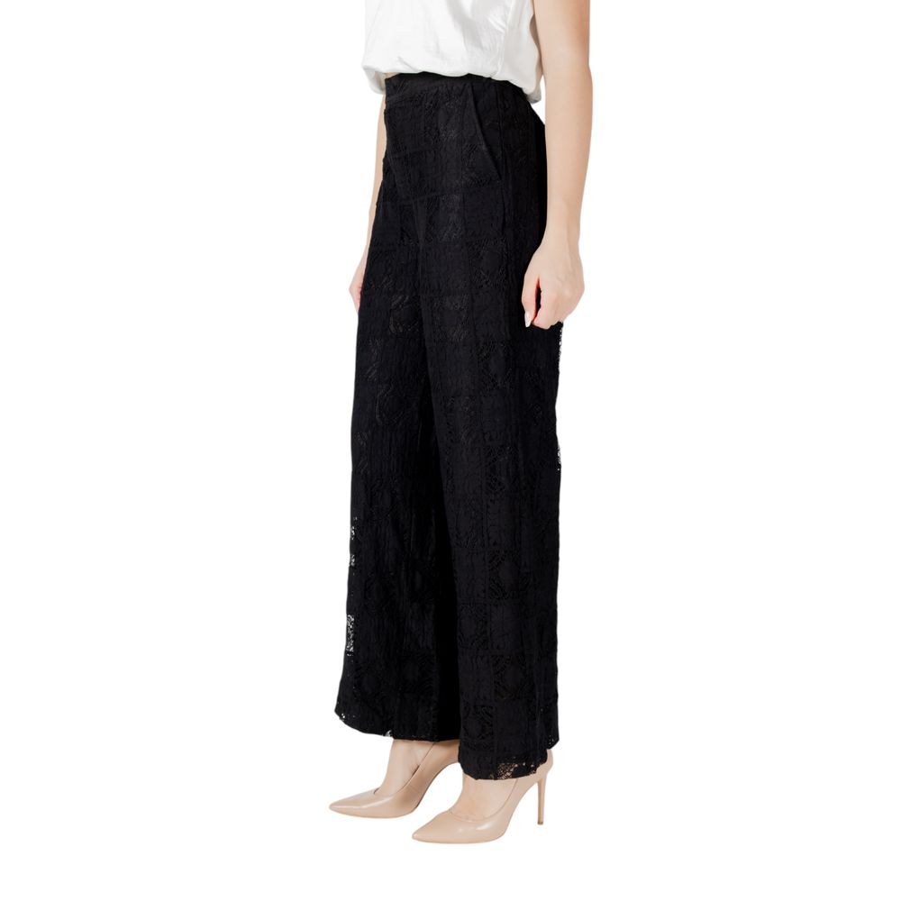 Vila Clothes Viveca Black Cotton Palazzo Pants