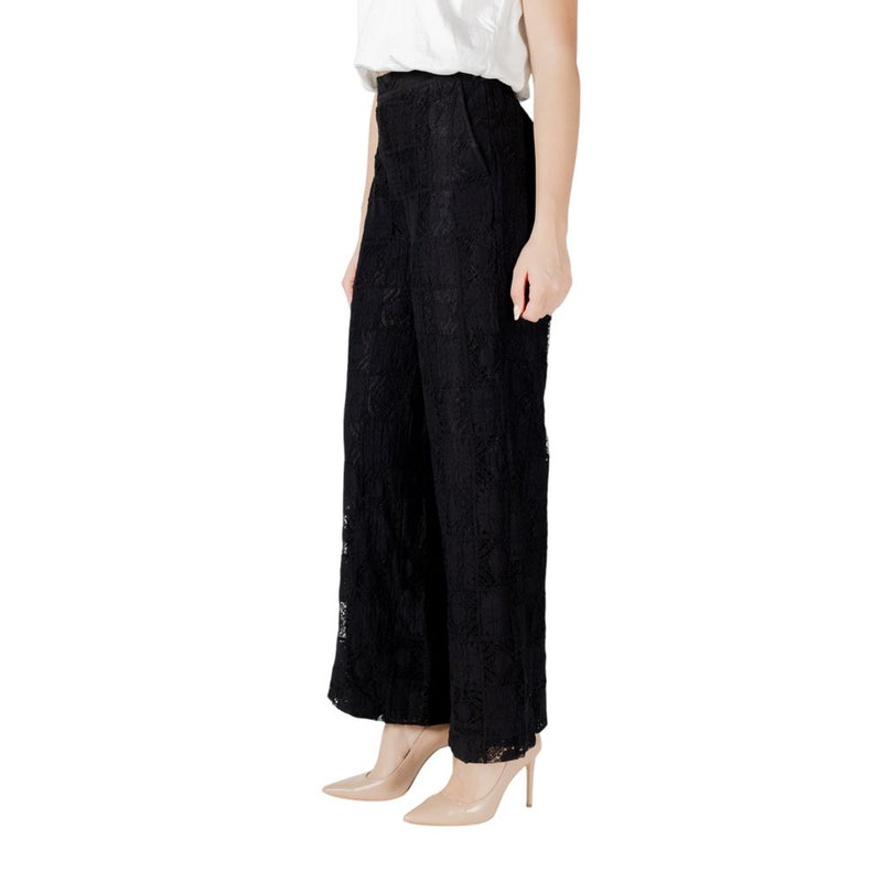 Vila Clothes Viveca Black Cotton Palazzo Pants