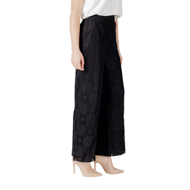 Vila Clothes Viveca Black Cotton Palazzo Pants