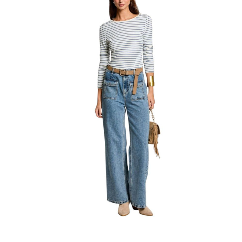 Morgan De Toi Women's White Viscose Long Sleeve T-Shirt