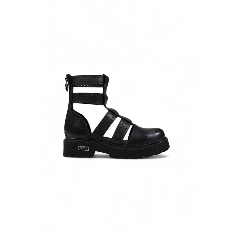 Cult Black Leather Sandal - SLASH 4441 MID W LEAT/PERF. LEAT
