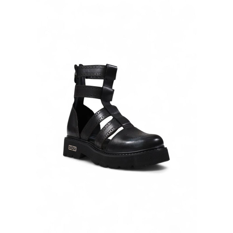 Cult Black Leather Sandal - SLASH 4441 MID W LEAT/PERF. LEAT