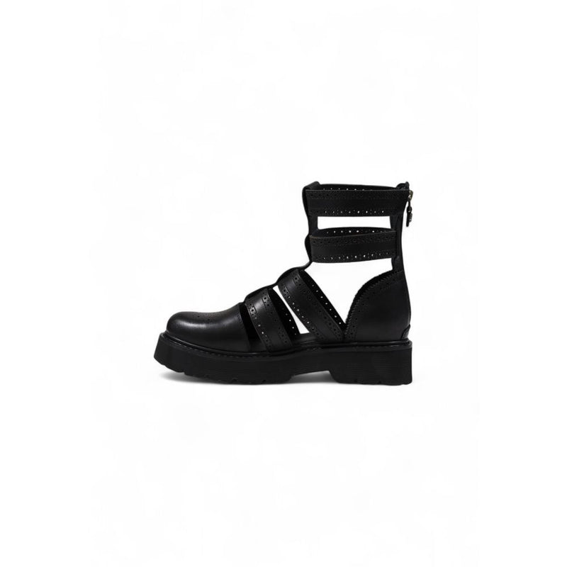 Cult Black Leather Sandal - SLASH 4441 MID W LEAT/PERF. LEAT