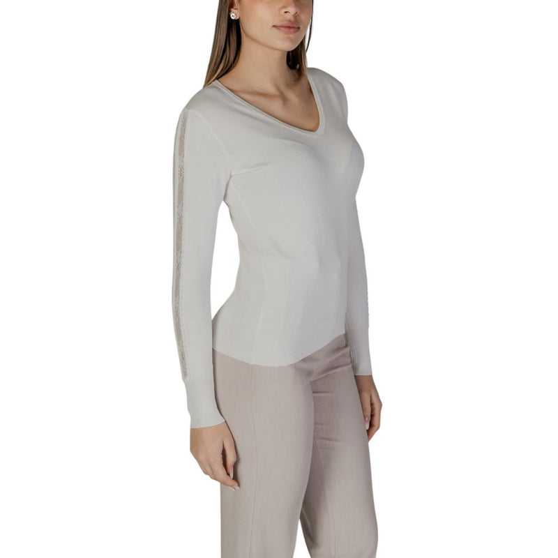 Street One Cream Viscose Long Sleeve T-Shirt for Women