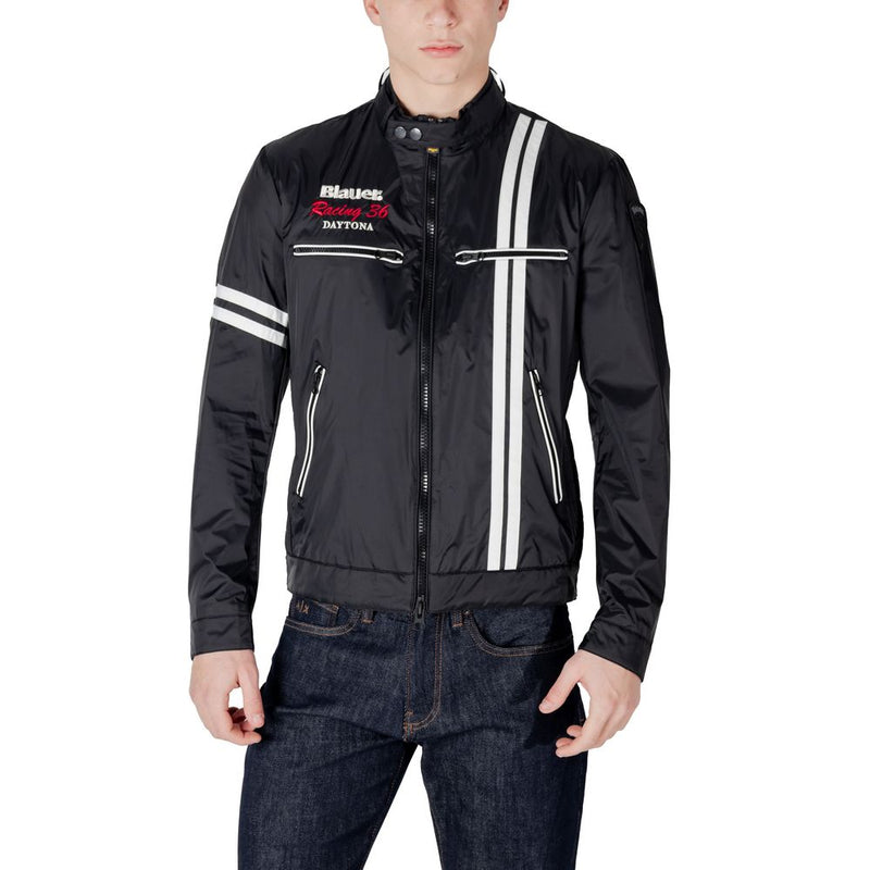 Blauer Jas en Mantel van Zwart Polyamide