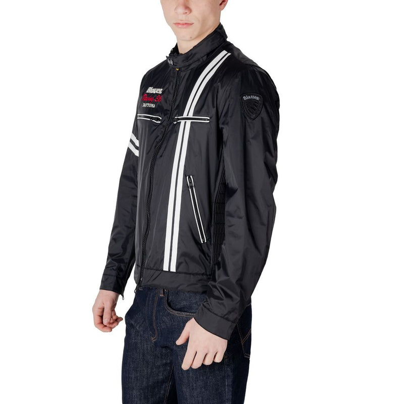 Blauer Jas en Mantel van Zwart Polyamide