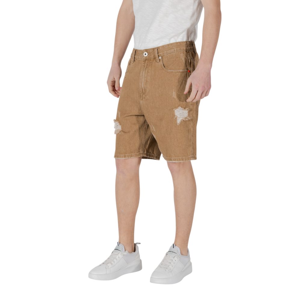 Gianni Lupo Beige Cotton Bermuda Shorts for Men