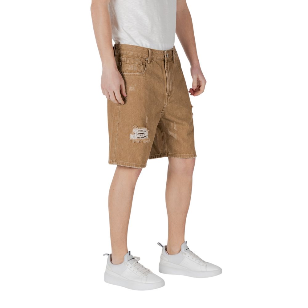 Gianni Lupo Beige Cotton Bermuda Shorts for Men