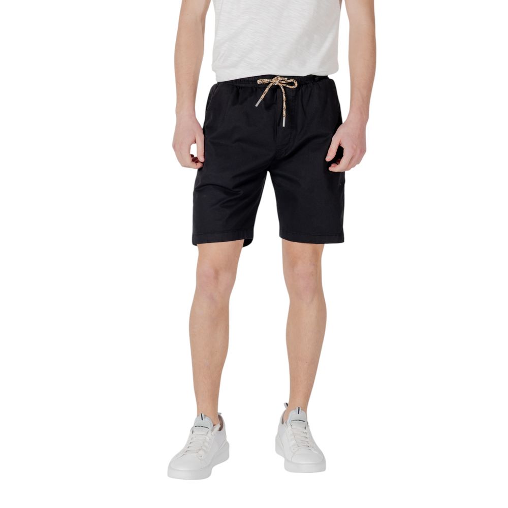 Gianni Lupo Black Cotton Bermuda Shorts for Men