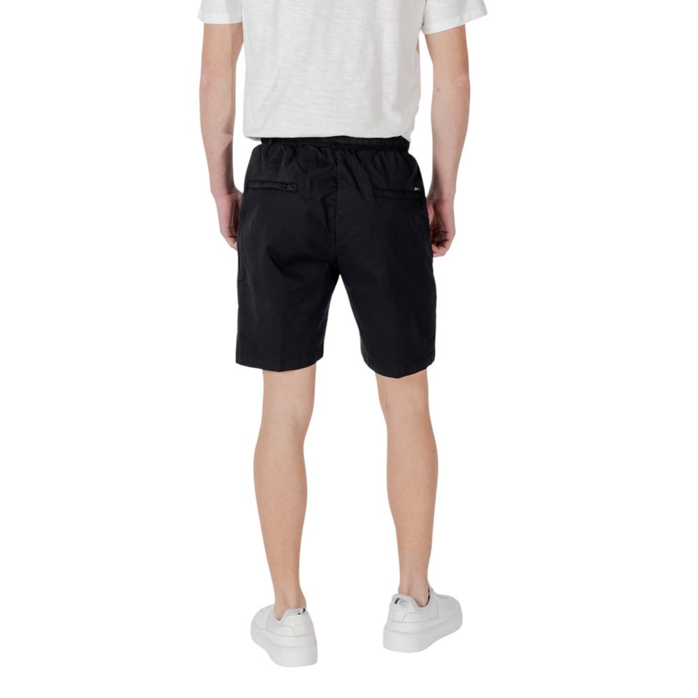 Gianni Lupo Black Cotton Bermuda Shorts for Men