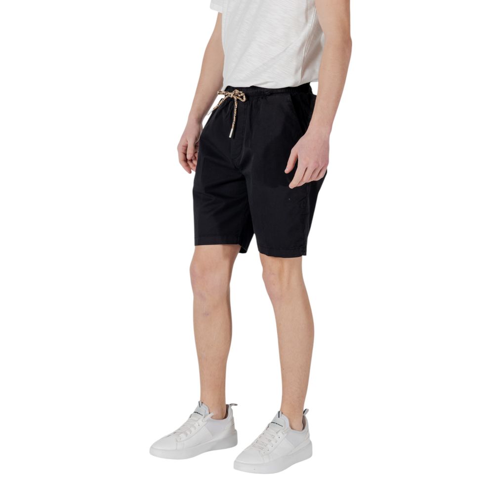 Gianni Lupo Black Cotton Bermuda Shorts for Men
