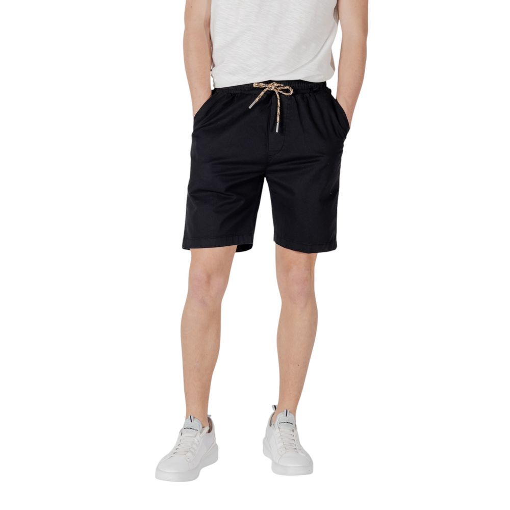 Gianni Lupo Black Cotton Bermuda Shorts for Men