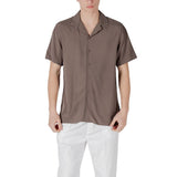 Gianni Lupo GL7678S Chemise Brune en Viscose à Manches Courtes