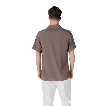 Chemise à manches courtes en viscose marron de Gianni Lupo