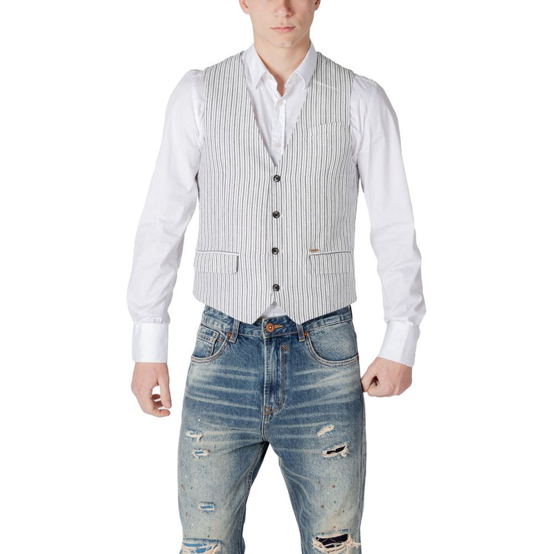 Gianni Lupo Black Linen Waistcoat - Model GL9811