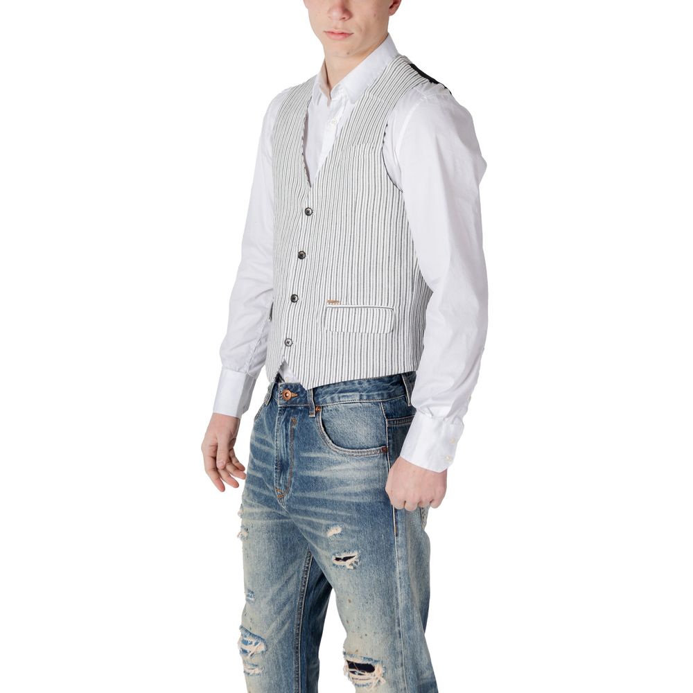 Gianni Lupo Black Linen Waistcoat - Model GL9811