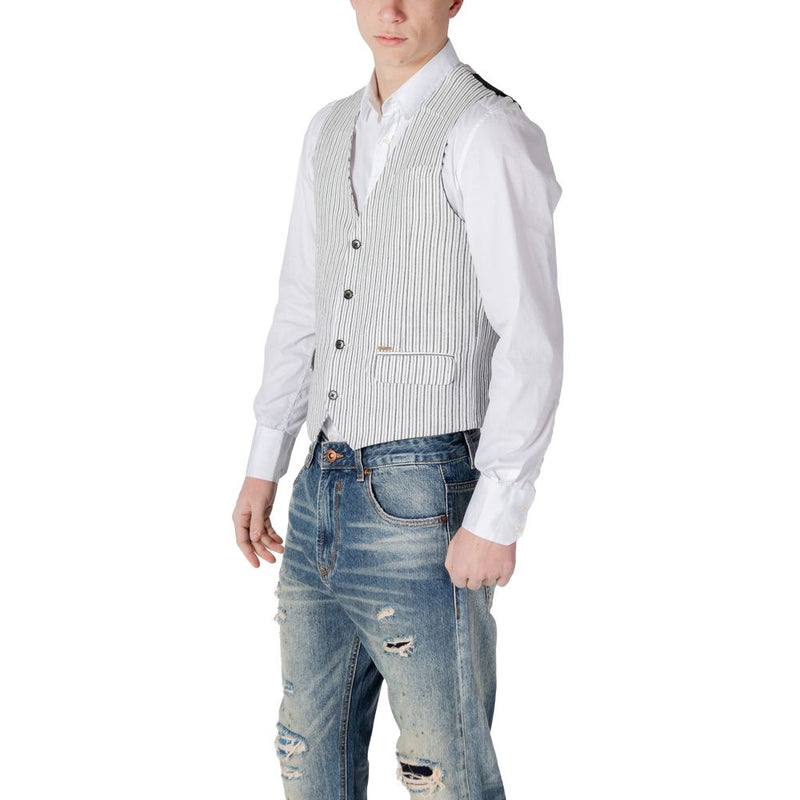 Gianni Lupo Black Linen Waistcoat - Model GL9811