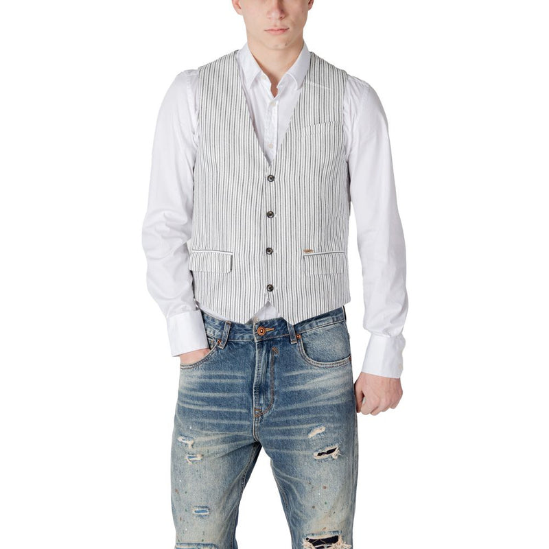 Gianni Lupo Black Linen Waistcoat - Model GL9811
