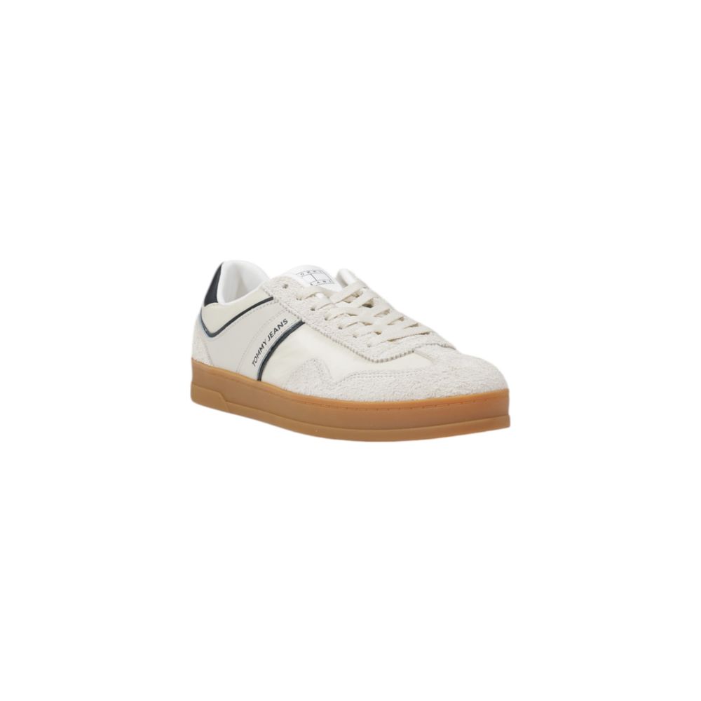 Tommy Hilfiger Jeans Cream Leather Sneaker for Men