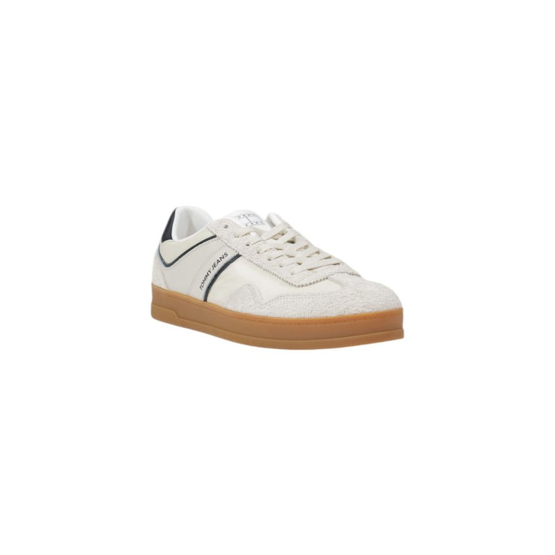 Tommy Hilfiger Jeans Cream Leather Sneaker for Men