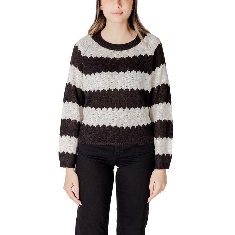 Jacqueline De Yong JDYSUN MINNA L/S Black And White Sweater