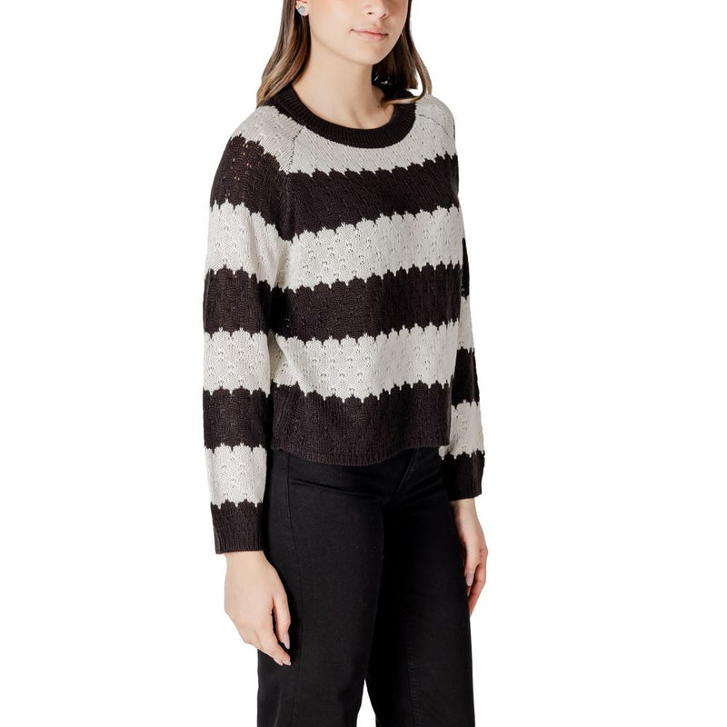 Jacqueline De Yong JDYSUN MINNA L/S Black And White Sweater