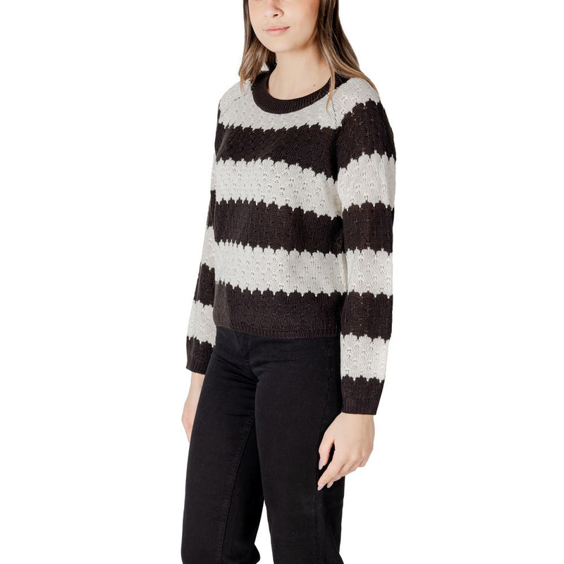 Jacqueline De Yong JDYSUN MINNA L/S Black And White Sweater