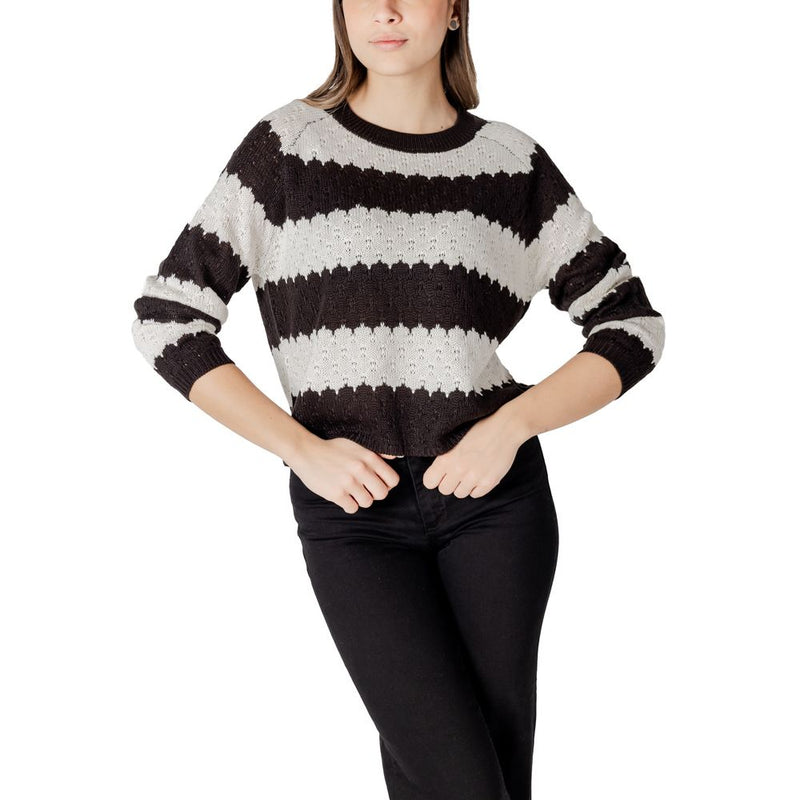 Jacqueline De Yong JDYSUN MINNA L/S Black And White Sweater