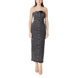 ICHI IHBELLAS DR 20122447 Robe Midi Noire en Coton