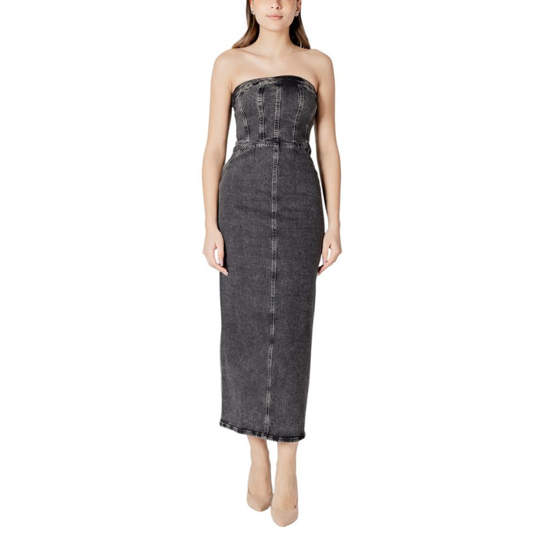 ICHI IHBELLAS DR 20122447 Black Cotton Midi Dress