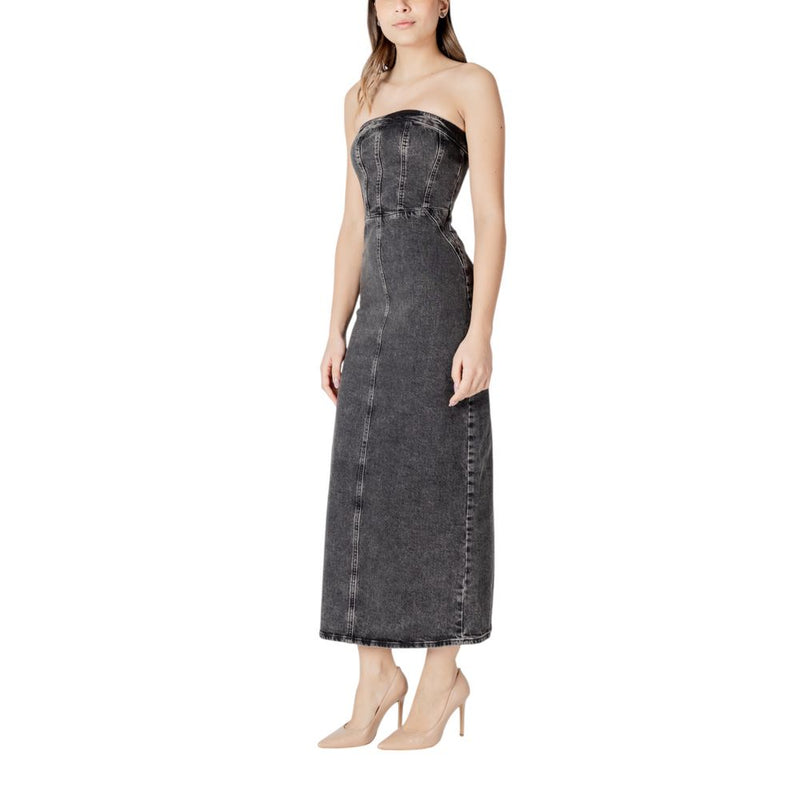 ICHI IHBELLAS DR 20122447 Black Cotton Midi Dress