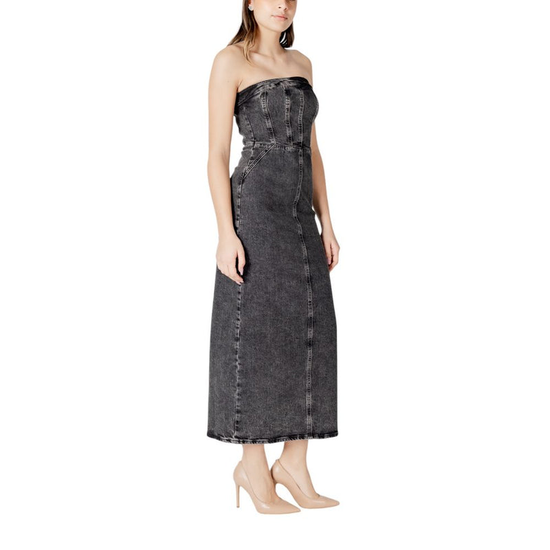 ICHI IHBELLAS DR 20122447 Black Cotton Midi Dress