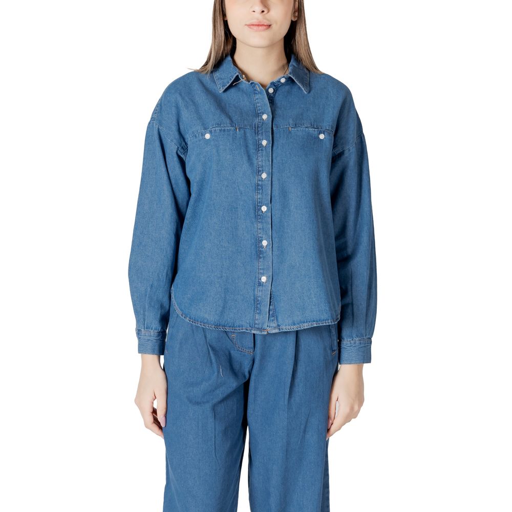 ICHI IHARCHER SH 20122389 Blouse en Coton Bleu pour Femmes