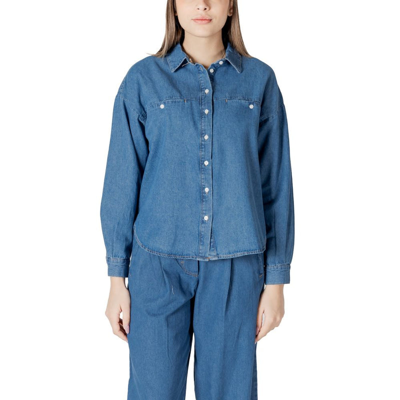 ICHI IHARCHER SH 20122389 Blouse en Coton Bleu pour Femmes