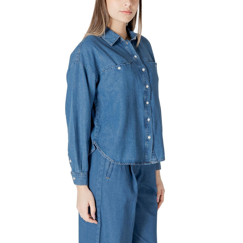 ICHI IHARCHER SH 20122389 Blouse en Coton Bleu pour Femmes