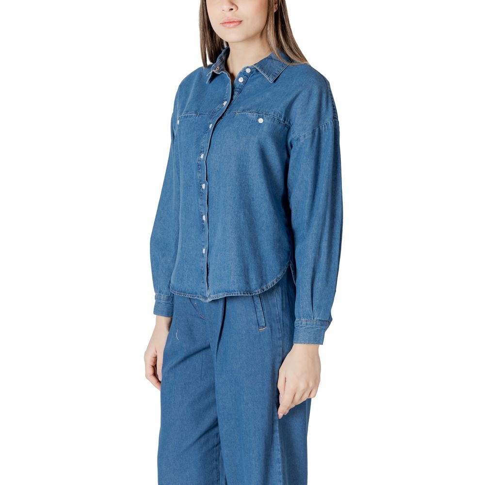 ICHI IHARCHER SH 20122389 Blouse en Coton Bleu pour Femmes
